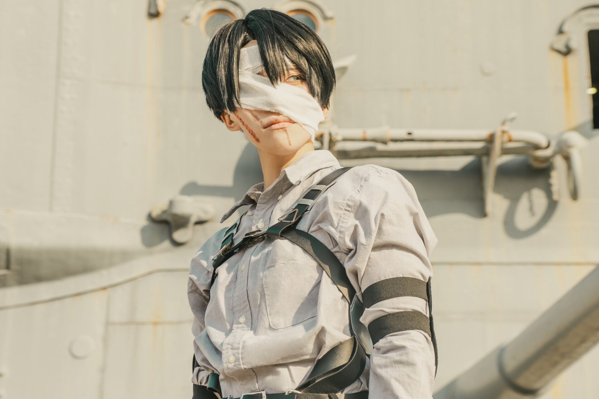 リヴァイのコスプレをする風羽さん