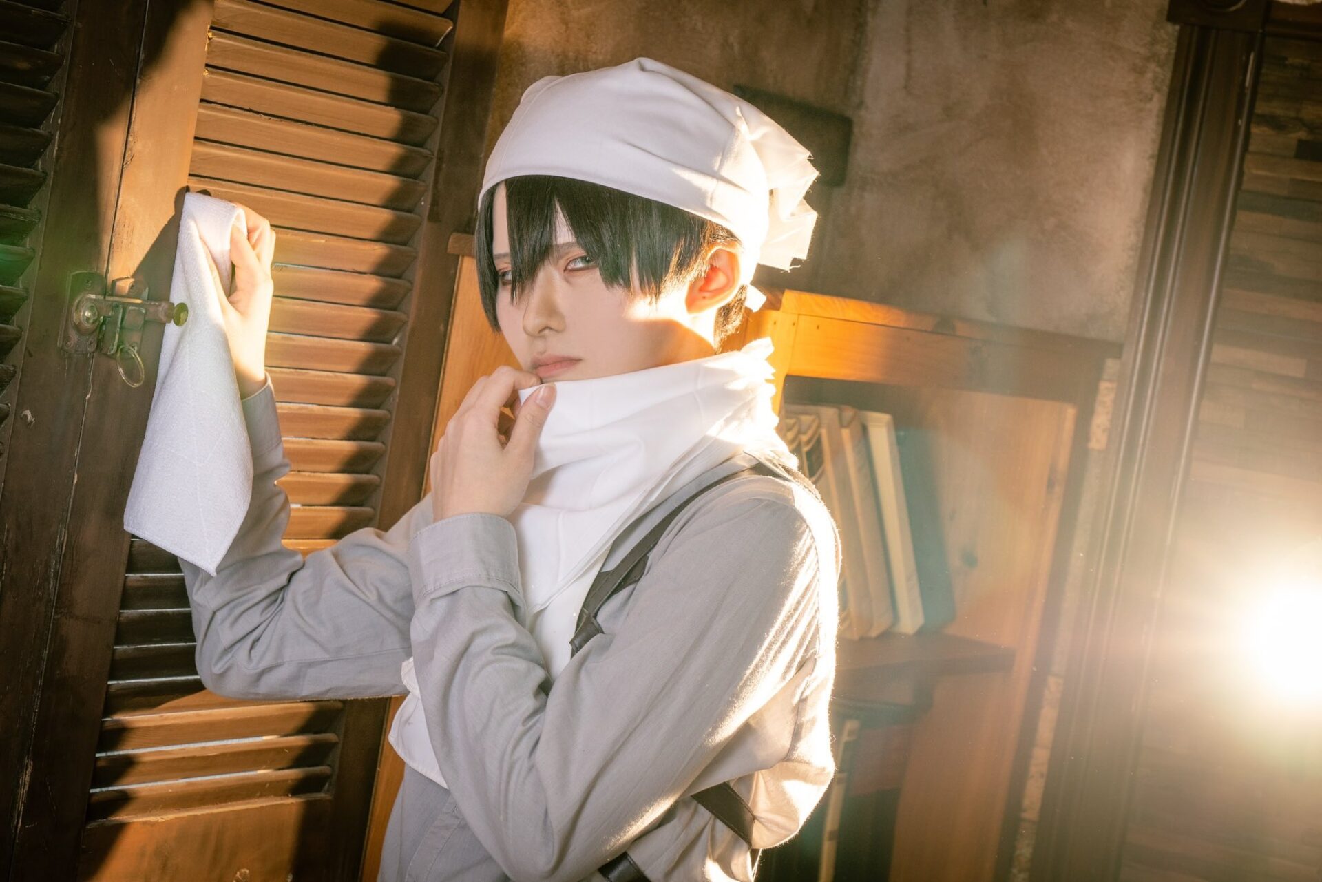 リヴァイのコスプレをする風羽さん